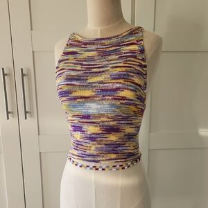 Purple and Gold Sleeveless Crop Tank Top